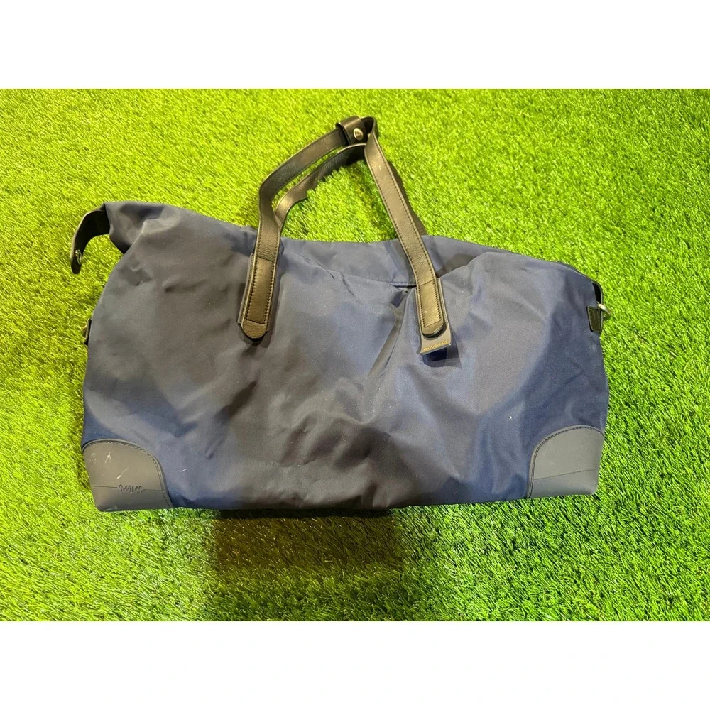 SWIMS Navy Nylon Duffel Bag Weekend‎ Travel Carry On Leather Trim